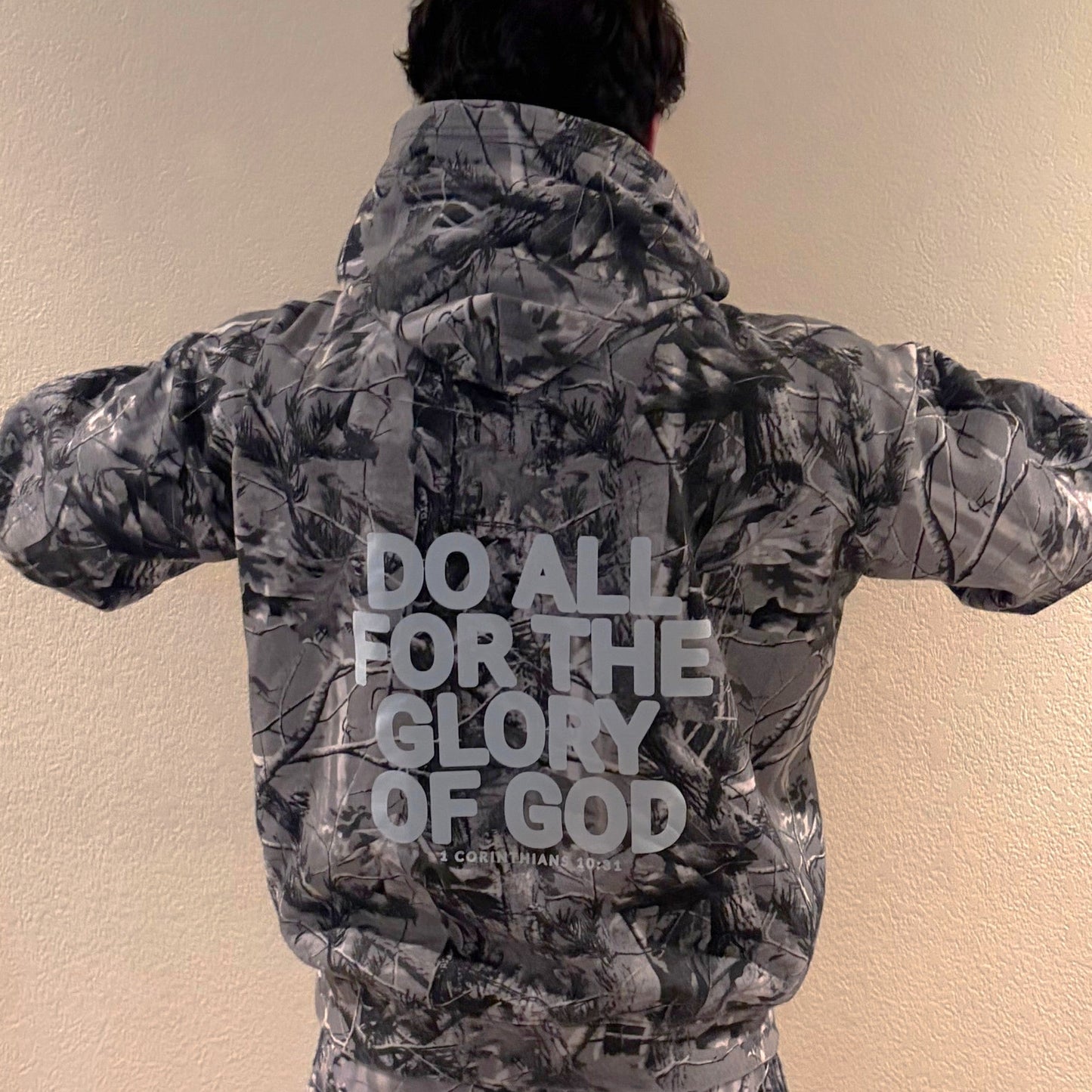 GLORY OF GOD Heavy Cotton Hoodie- Gray Camo