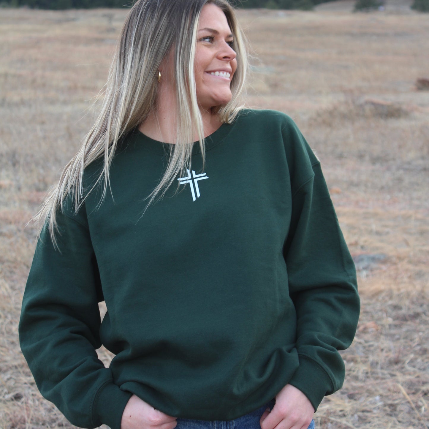 REJOICE ALWAYS Crewneck - Forest Green