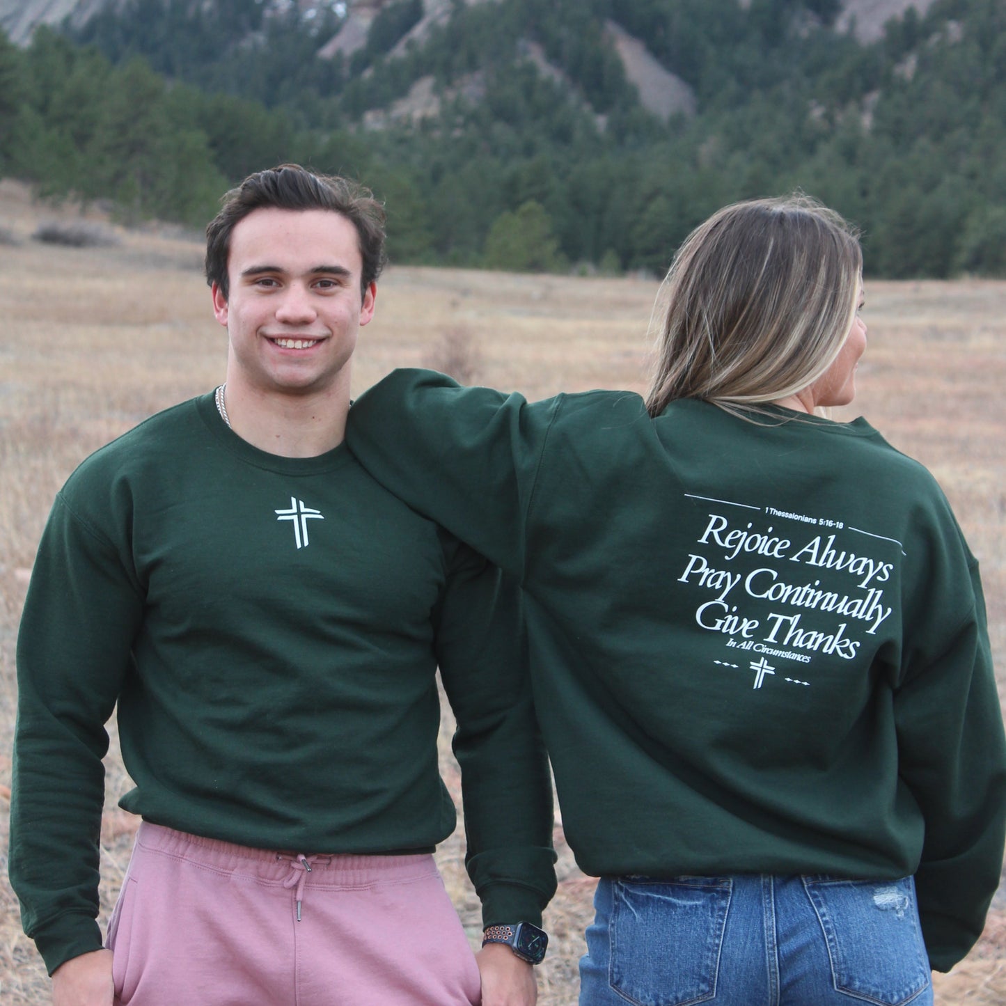 REJOICE ALWAYS Crewneck - Forest Green