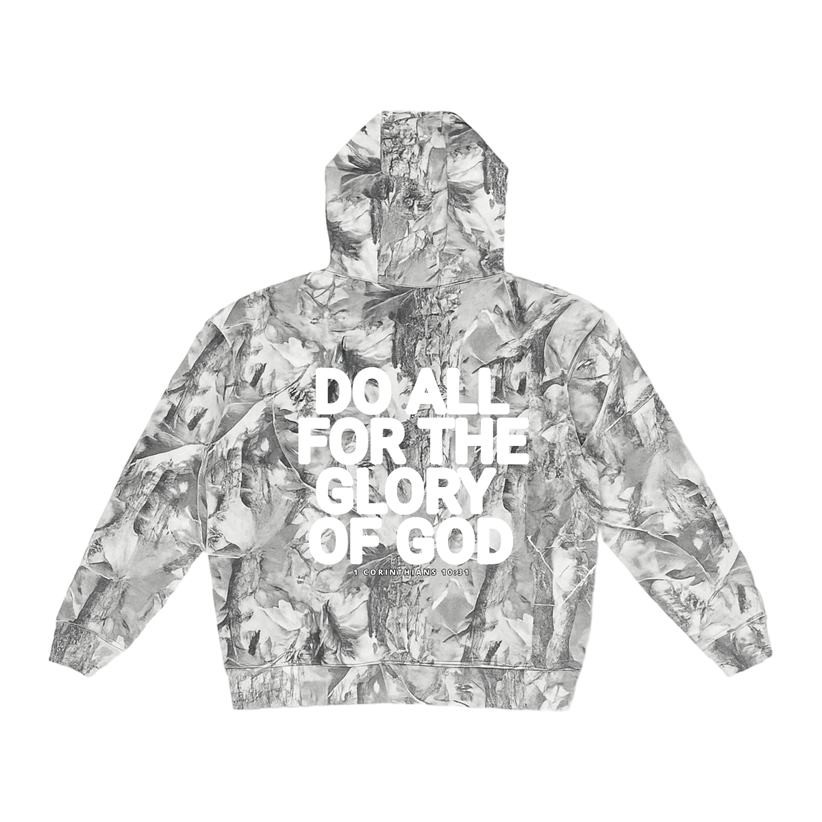 GLORY OF GOD Heavy Cotton Hoodie- Gray Camo