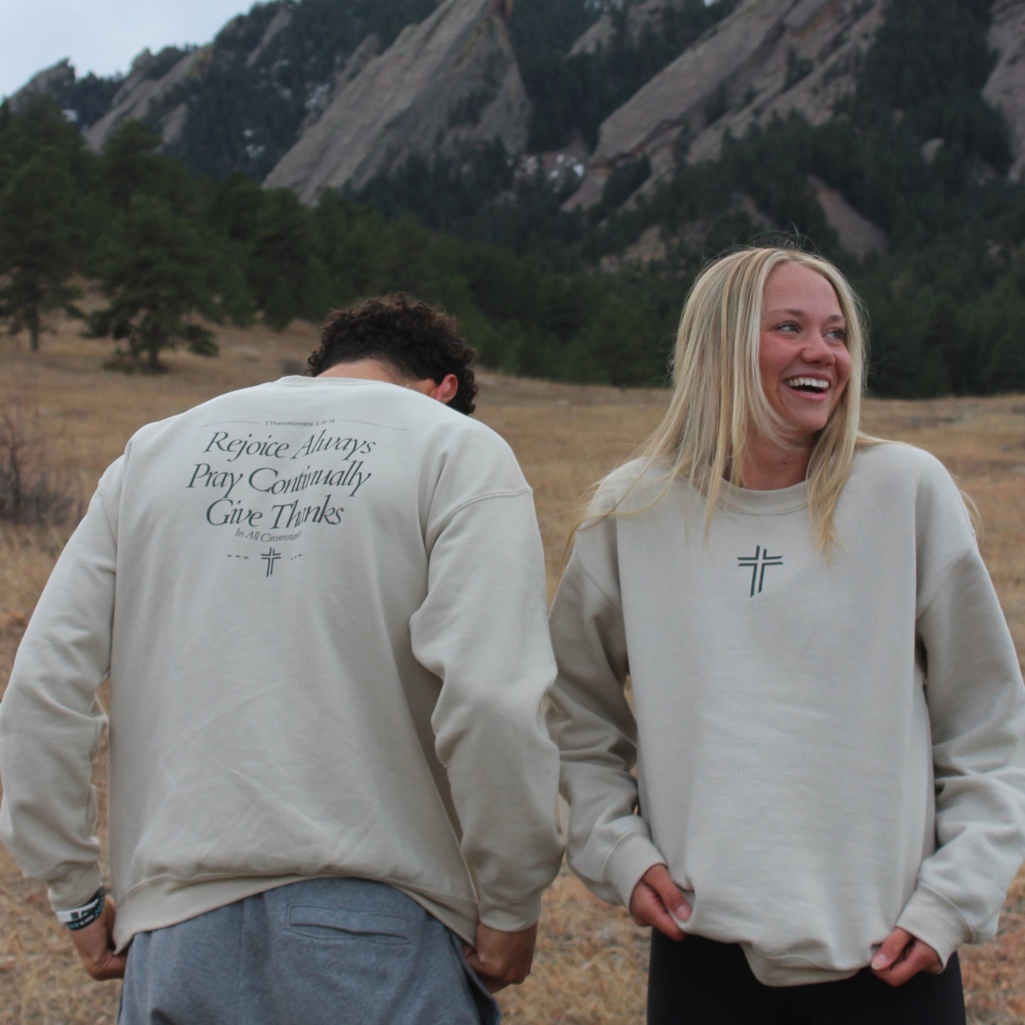 REJOICE ALWAYS Crewneck - Sand