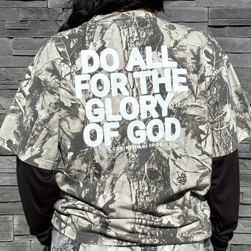 GLORY OF GOD Oversized Tee - Gray Camo