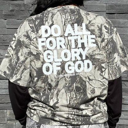 GLORY OF GOD Oversized Tee - Gray Camo